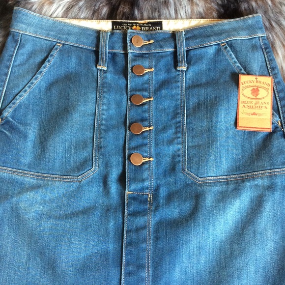 Lucky Brand *NWT* Women's Fairview Button Front Jean Skirt - Picture 2 of 9